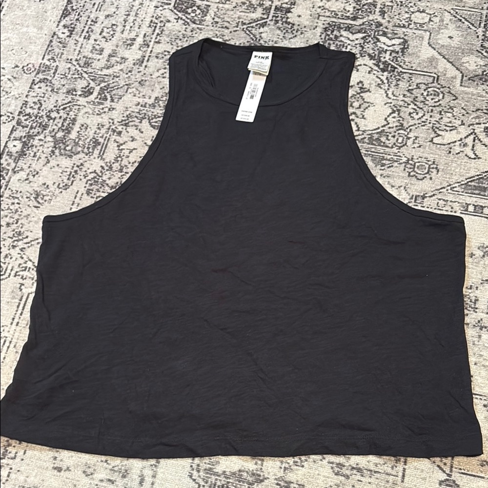 Victoria's Secret Black Racerback Tank Top Large NWT
